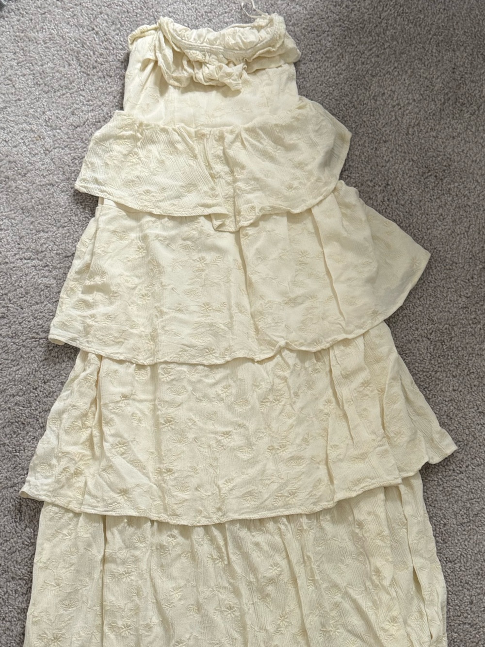 Altar'd State Cream Tiered Lace Maxi dress